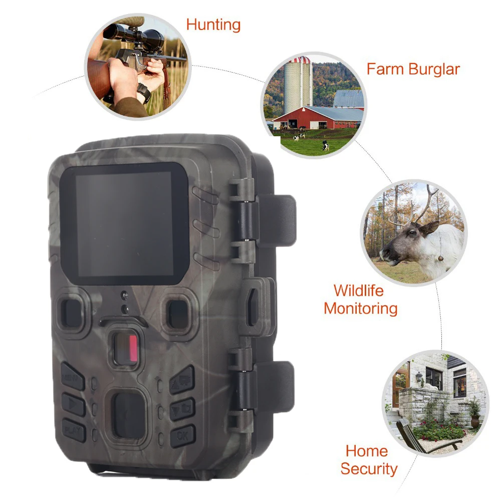 Hunting Wild Trail Camera 20MP 1080P Outdoor Wildlife Cameras Scouting Surveillance Mini301 Night Vision Photo Traps Tracking