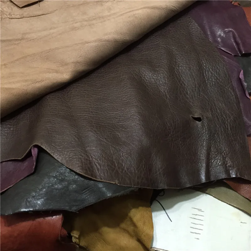 Colorful Genuine Natural Sheep Skin Pieces for DIY Leather Craft Watch Belt Knife Handle Material whole piece