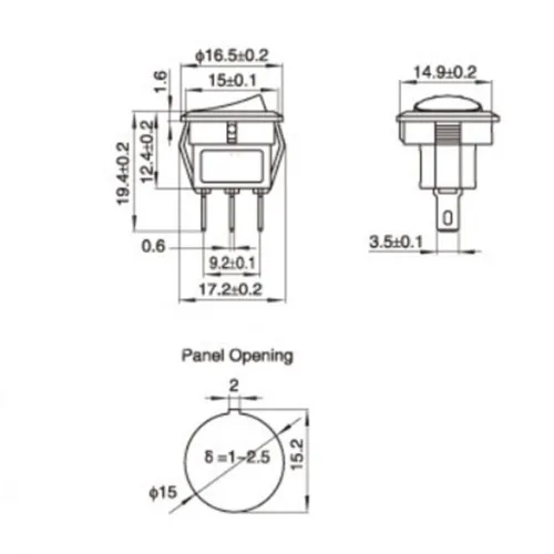 10 sztuk/partia 16mm 125 V/250 V średnica małe okrągłe przełączniki łodzi czarny Mini okrągły czerwony 2 Pin wyłącznik kołyskowy