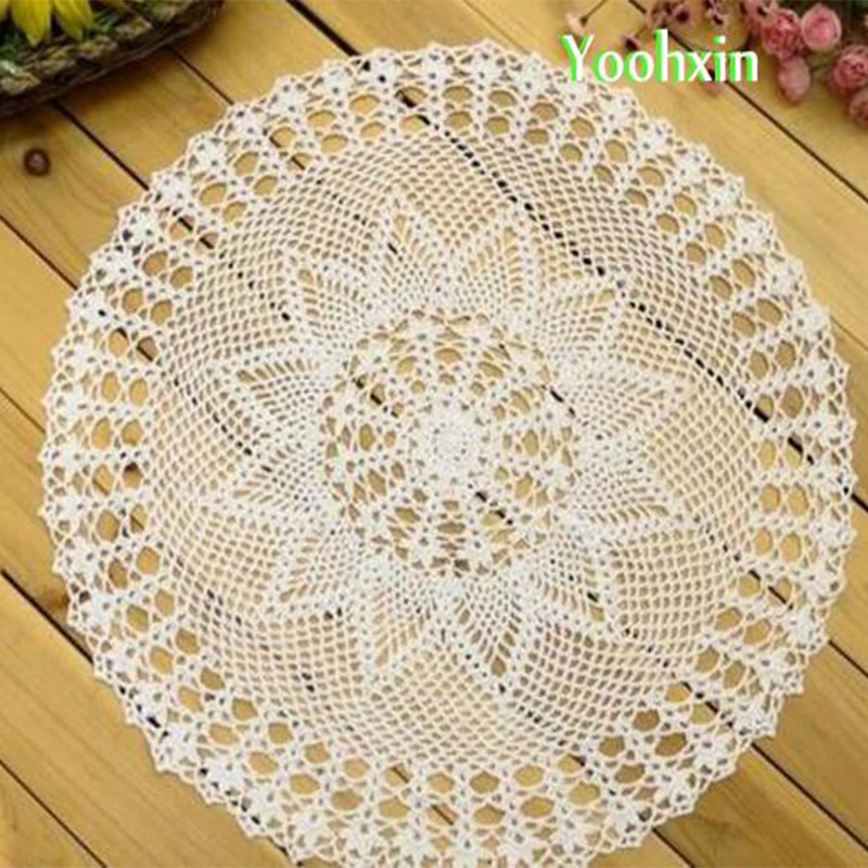 60cm Modern Lace Cotton Round Table Place Mat Cloth Pad Crochet Placemat Cup Drink Tea Coffee Coaster Glass Mug Doily Kitchen