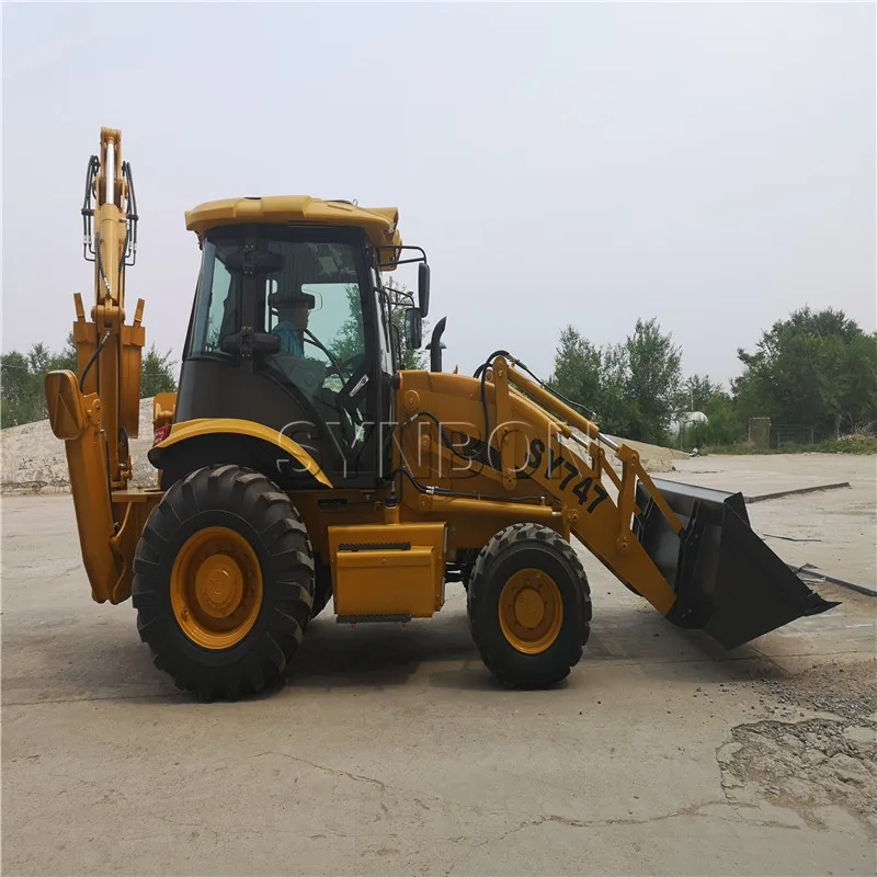 SY747 New Excavation Loading Excavator 4 Wheel Drive Bucket Backhoe Loader