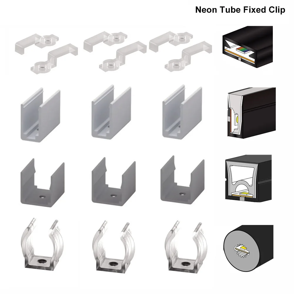 Neon Led Tube Fixed Clips WS2812B WS2811 WS2813 SK6812 Flexible LED Strip Light Silica Gel Soft Lamp Tube Holder