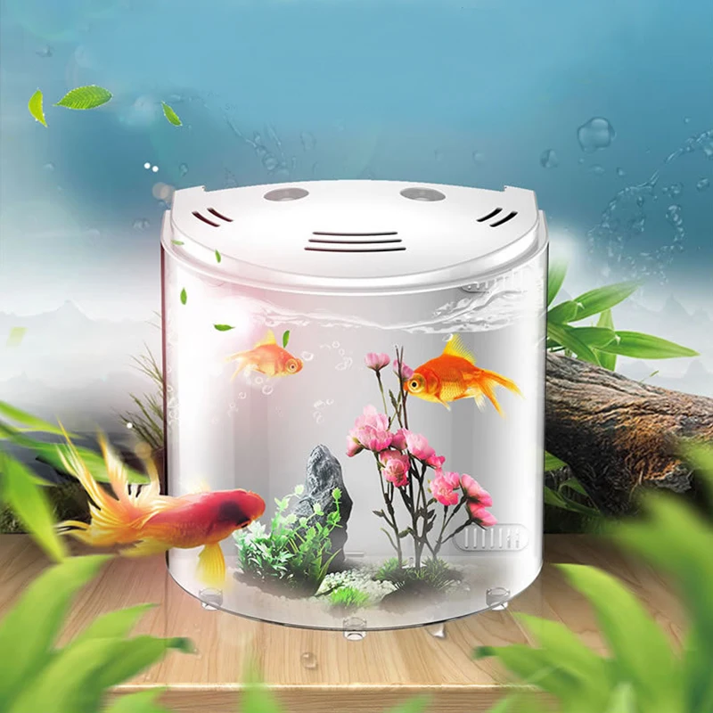 

20cm 5L Small Acrylic Desktop Fish tank USB mini Aquarium Tank Table decorate LED light Water Pump Filter Sponge mini deco tree