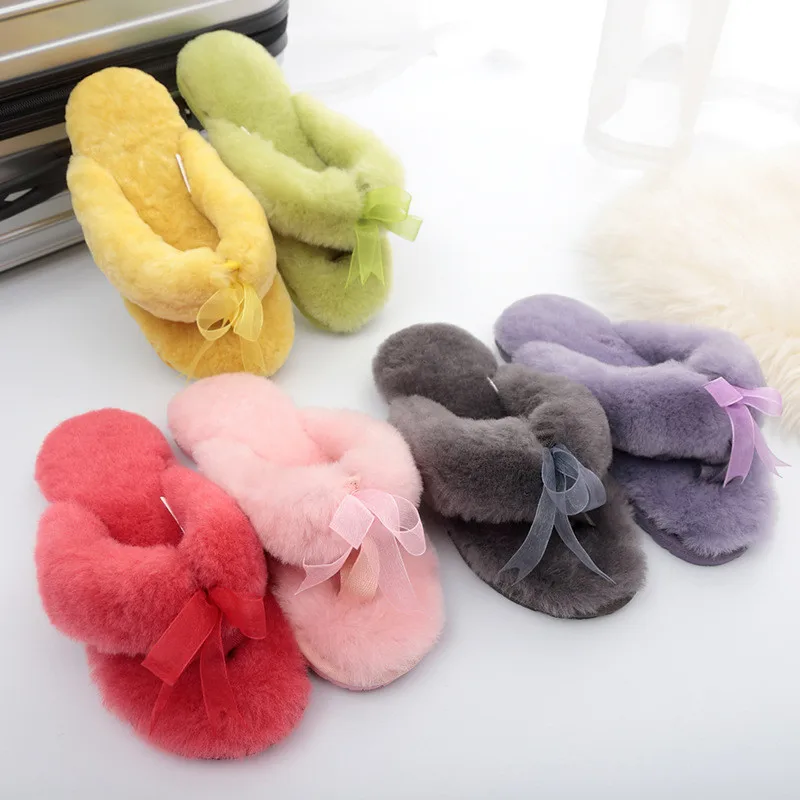 2023 New Natural Sheepskin Lady Casual House Shoes Fur Slippers Fashion Winter Women Indoor Slippers Warm Wool Home Slippers