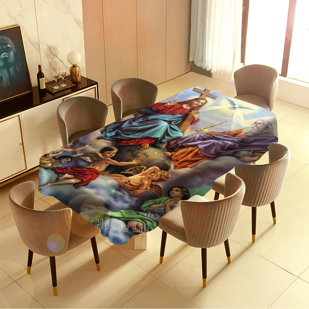 The Most Holy Of God With One Father Son And Spirit By Ho Me Lili Table Cloth Rectangle