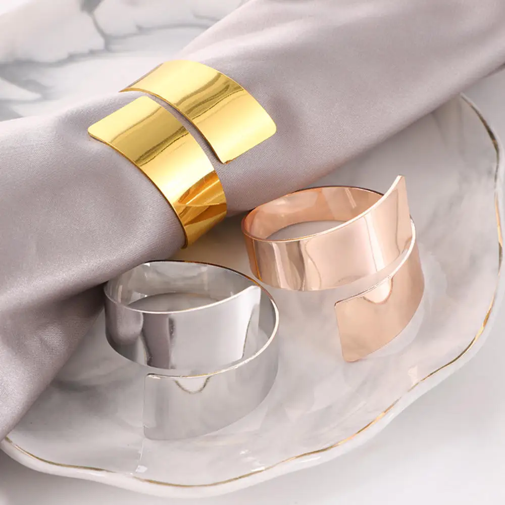 

1PC Serviette Rings Napkin Holder Table Dinner Towel Napkin Ring Decoration for Wedding Party Hotel Banquet Silver Gold