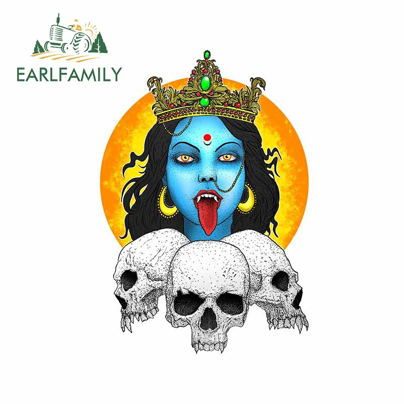 EARLFAMILY 13cm x 9.2cm For Kali Hindu Goddess Skull Car Motorcycle Stickers Anime Decal Waterproof Scratch-proof Sticker Decor