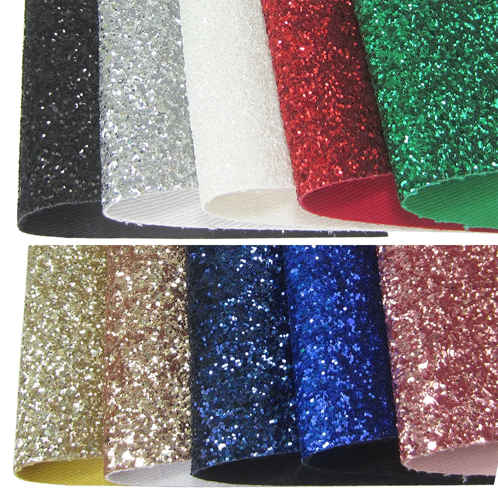 30X134cm Czarny Biały Srebrny Czerwony Zwykły Chunky Glitter Fabric Roll Twill Backing For Bow Material Dekoracja ślubna DIY AY099