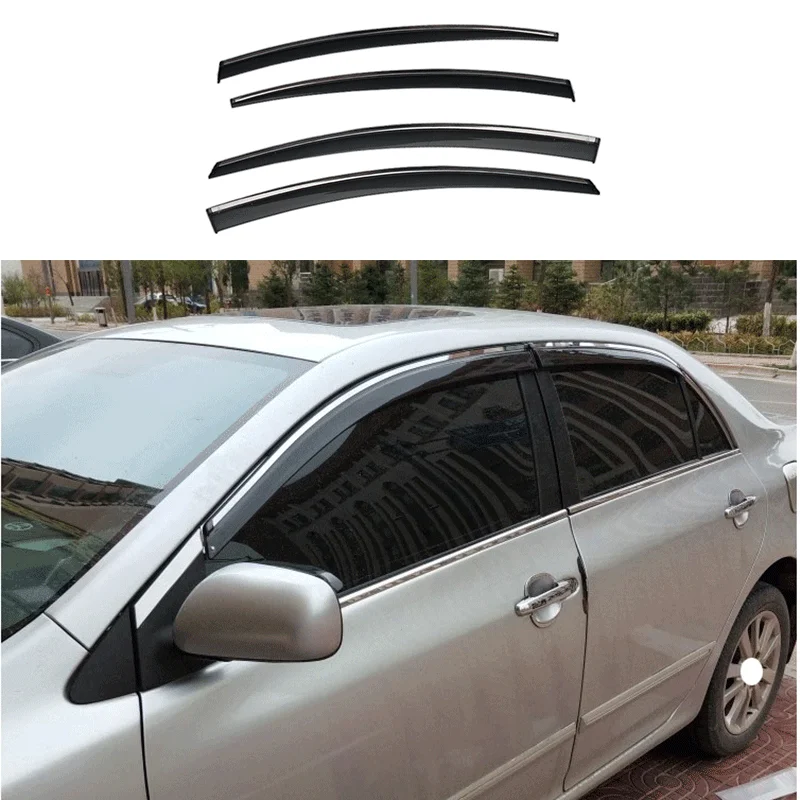 

ABS Black Side Window Visor Sun Rain Shield Moulding Cover Trim 4Pcs Car Accessories For Toyota Corolla 2007-2013