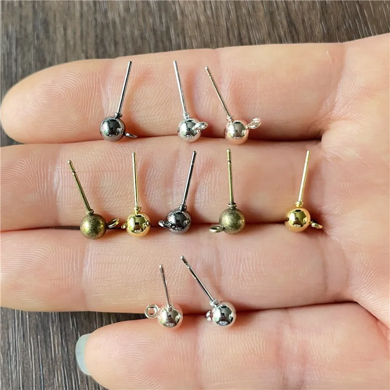 

JunKang 50pcs 5mm 5 Colors Pin Findings Stud Earring Basic Pins Stoppers Connector For DIY Jewelry Making Accessories Supplies