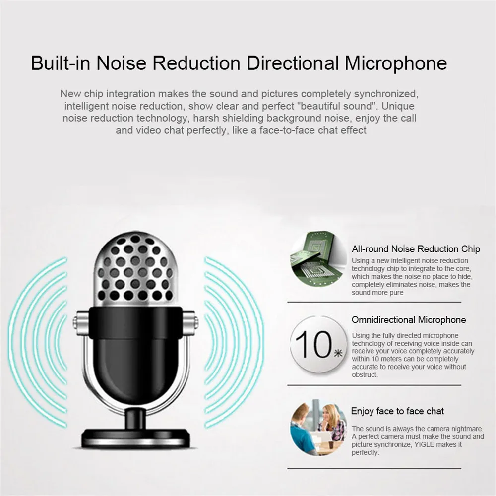 Webcam HD 1080P, 200 millions de pixels, caméra de Streaming en direct avec Microphone, pour Android TV, ordinateur portable, ordinateur de bureau, PC