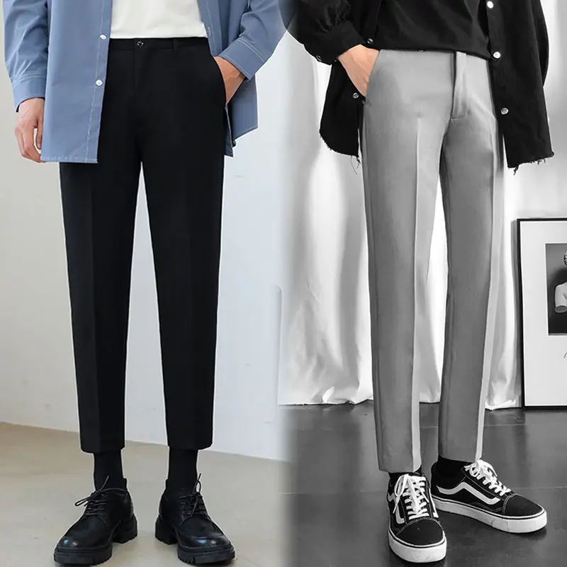 Capri Dress Pants Men Casual Long Pants Spring Slim Fit Pants Men Dress Pants Plus Size Classic Suit Pant Men Office Trousers