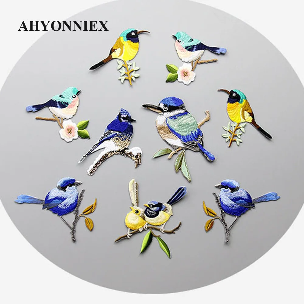 AHYONNIEX Hohe Qualität Vogel Patch Stickerei Aufkleber Eisen auf Patches für kleidung applique stickerei DIY Kleidung Zubehör – Detail 4