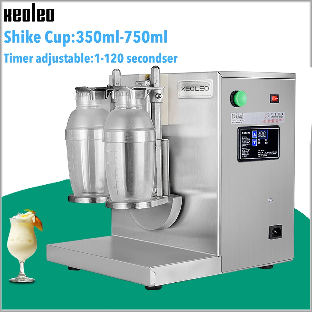 Xeoleo Commercial Boba Shaker Bubble Tea Shaker Double-head Cups Pearl Milk Shaking Machine Stainless Steel Bubble Tea Machine