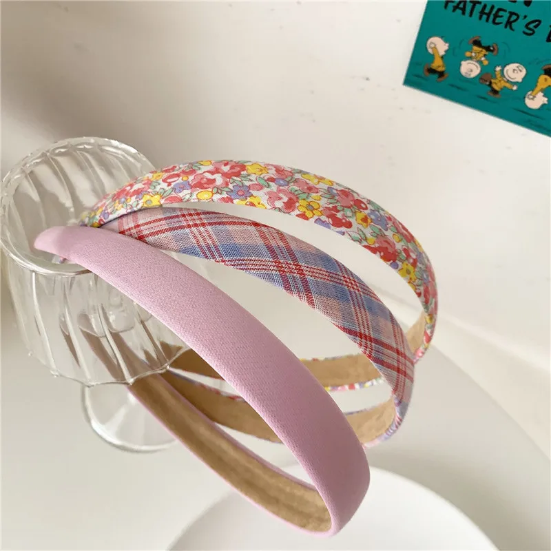 3pcs/set Sweet Candy Color Plaid Flower Headbands Set Daily Girls Floral Hairbands Head Hoop Women Headwear Accessories