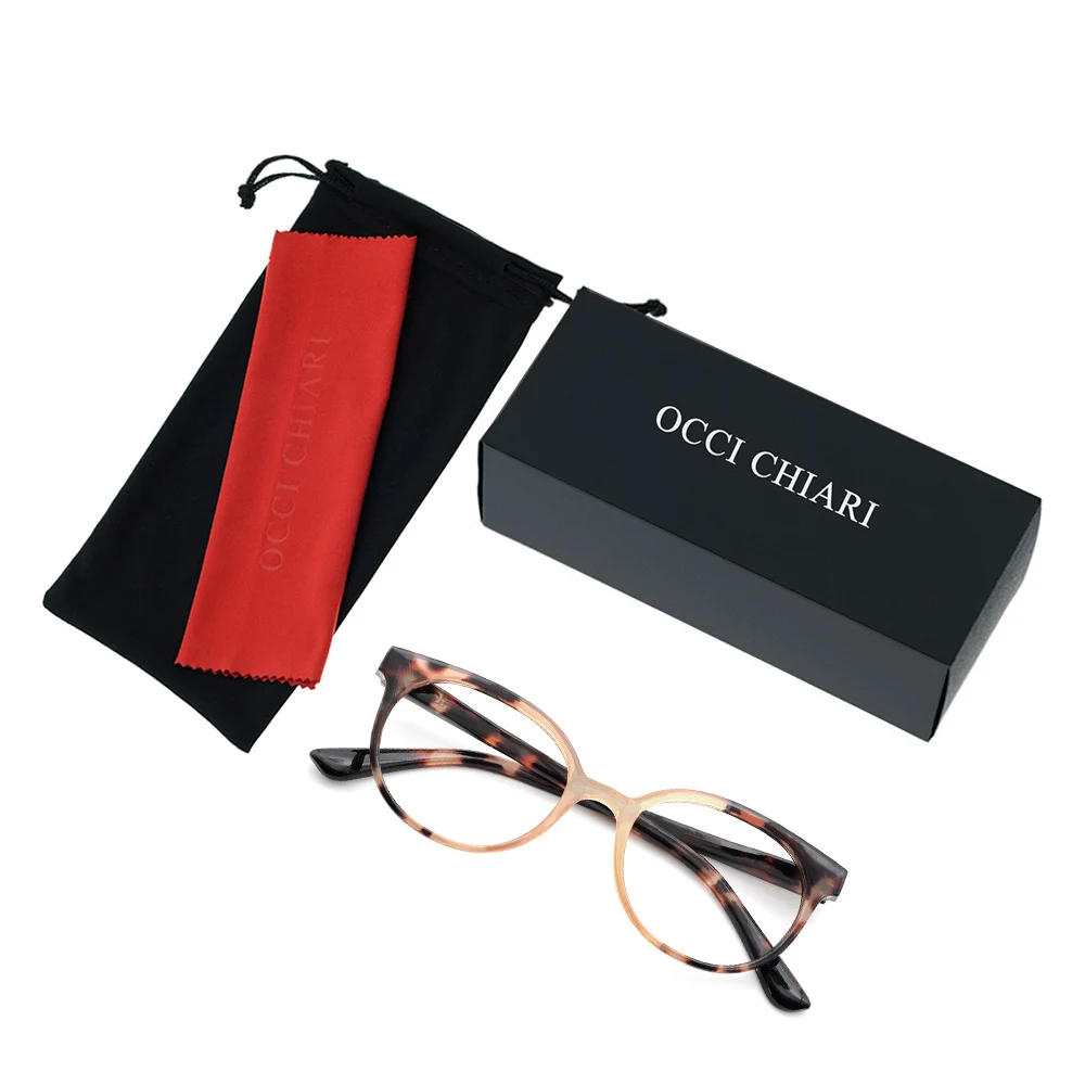 OCCI CHIARI Reading Glasses Women Round Eyeglasses Retro Clear Lens Presbyopia Eyewear Hyperopia Points For Reader Far Sight +2