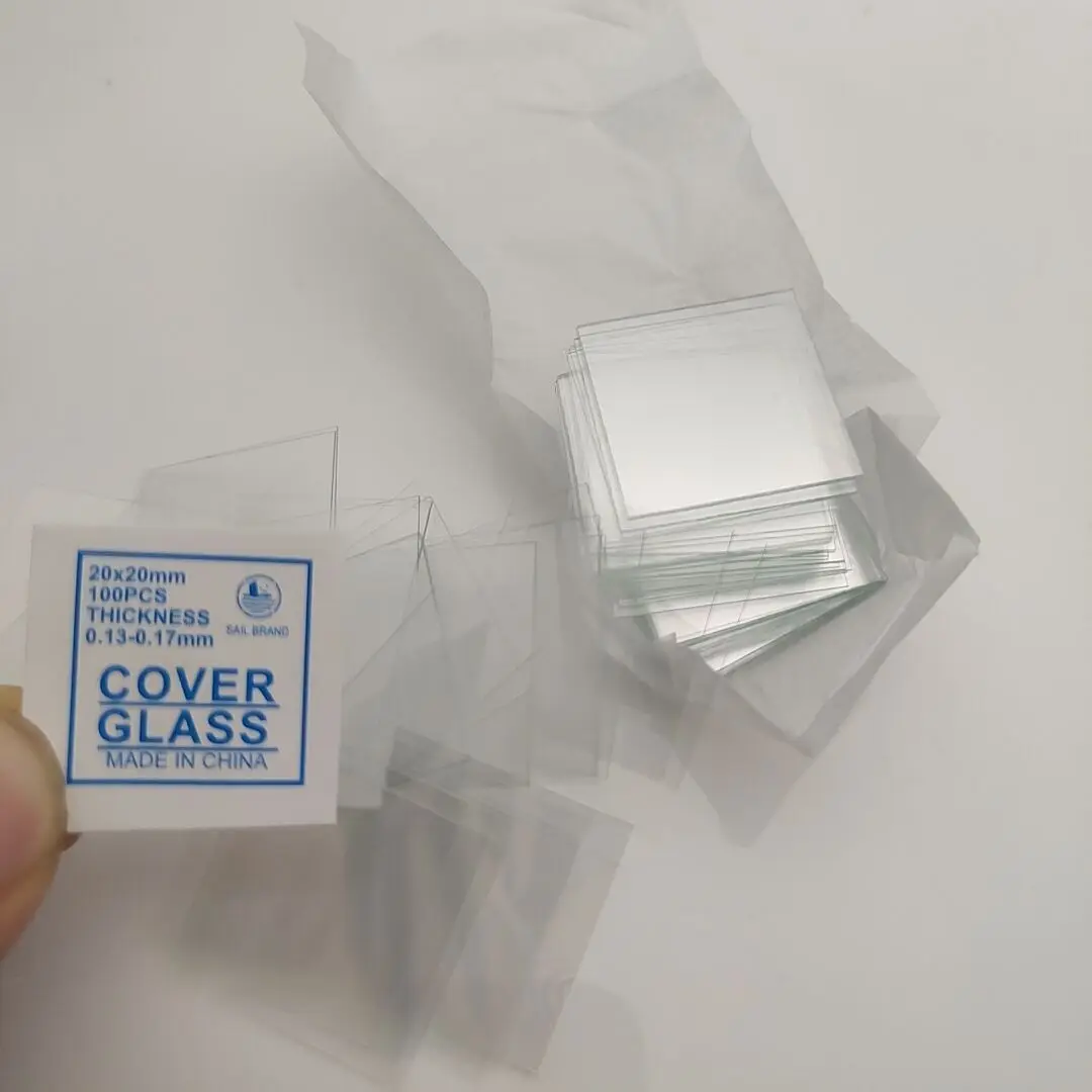 100 Pcs Transparent Square Glass Slides Coverslips Coverslides For Microscope Optical Instrument Microscope cover slip