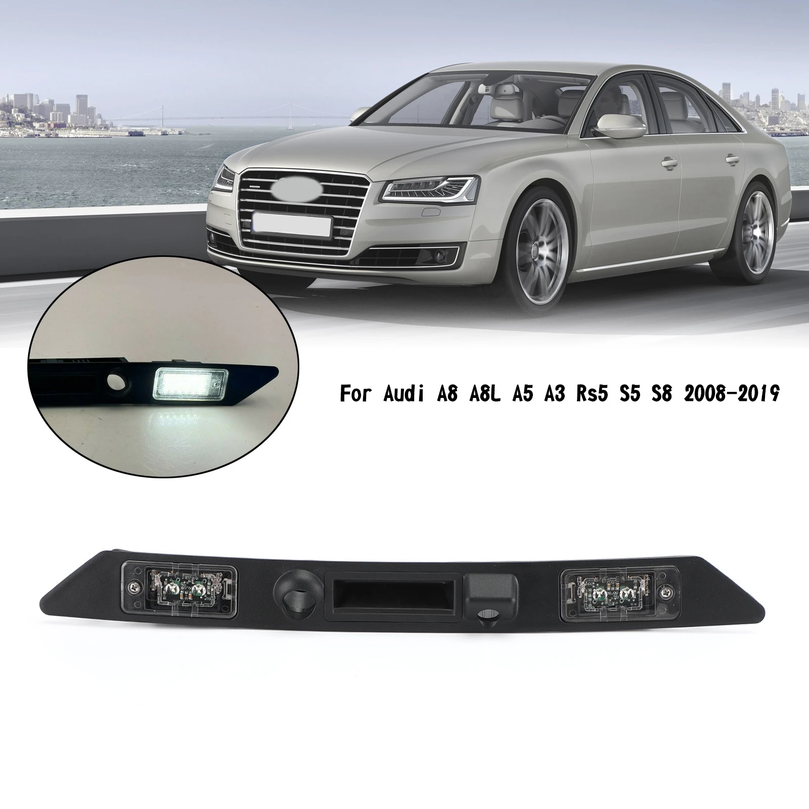 Areyoursohp Rear Trunk Licence Plate Lights Handle Fit For Audi A8 A8L A5 A3 Rs5 S5 S8 2008-2019 4E0827574H 4E0827574K Car Parts