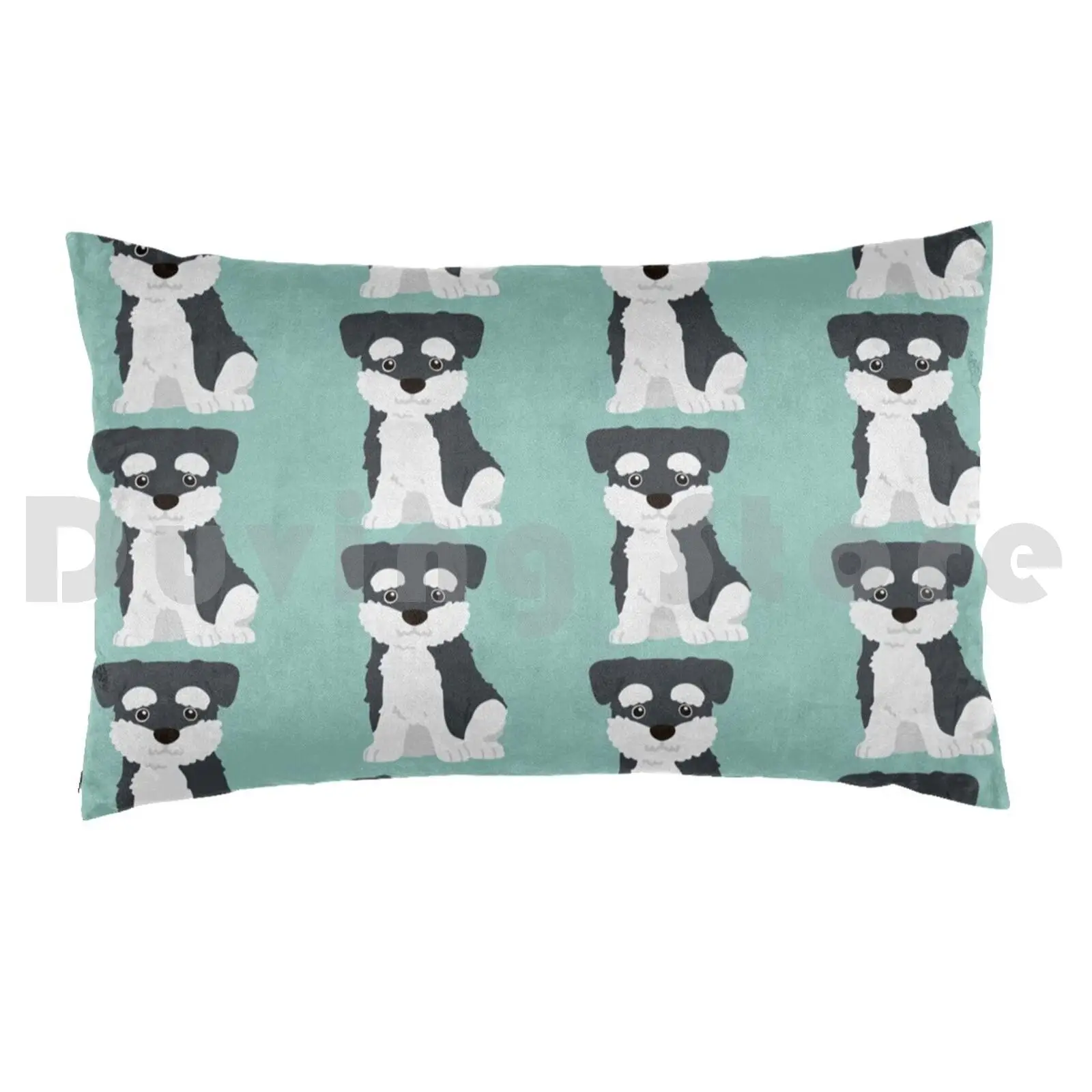 Cute Cartoon Blue Grey Miniature Schnauzer Dog Sitting Pillow Case Printed 35x50 Miniature Schnauzer Miniature