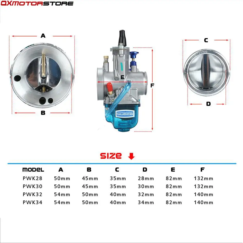 Universal Motorcycle Carburetor PWK 24 26 28 30 32 34 mm Carburetter For 125-300cc ATV Quad Scooter Dirt Bike Motorbike Racing