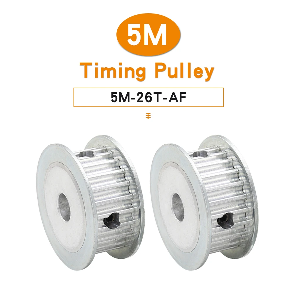 Belt Pulley 5M-26T Bore Size 8/10/12/14/15/16/17/19/20 mm Alloy Pulley Wheel AF Shape Match With Width 15/20 mm Timing Belt