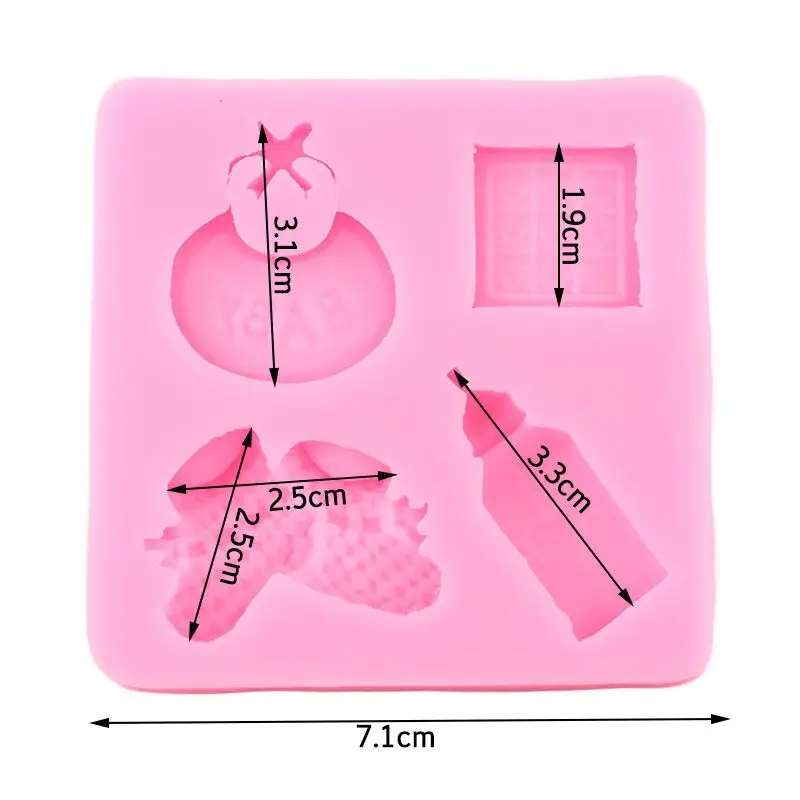 Baby Shower Party Silicone Mold Baby Shoes Fondant Molds Saliva Bottle Chocolate Candy Clay Resin Moulds Cake Decorating Tools