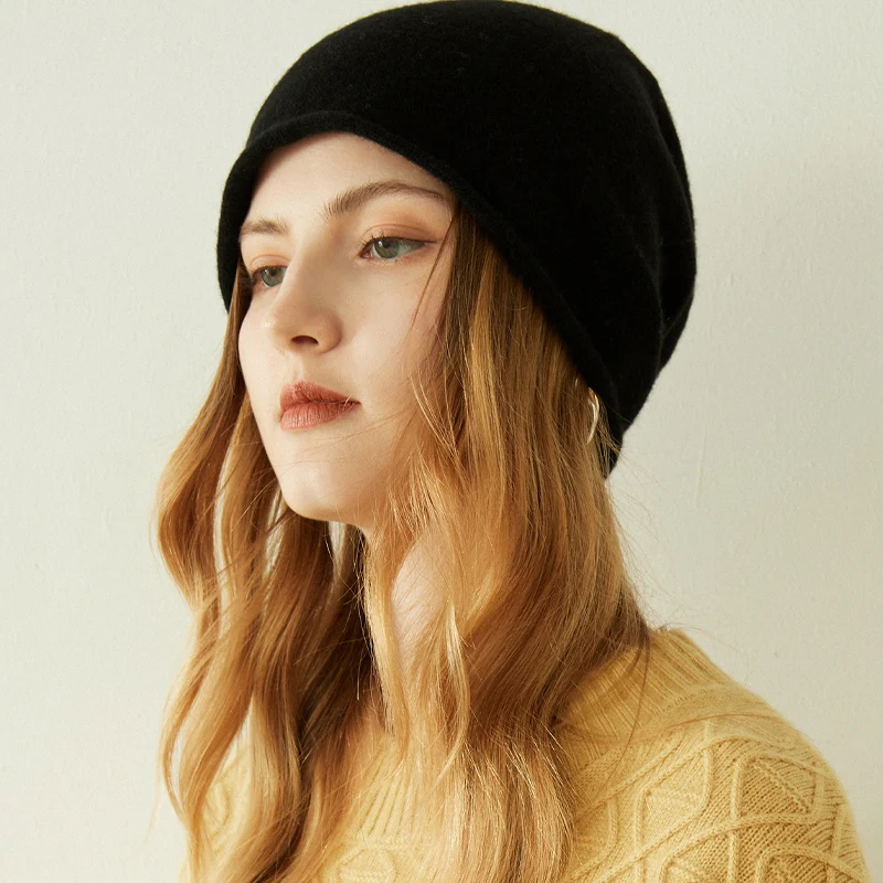 2023 New Arrival Autumn Winter Women Hats 100% Cashmere Knitted Headgears Soft Warm Fashion Hat 4 Colors High Quanlity