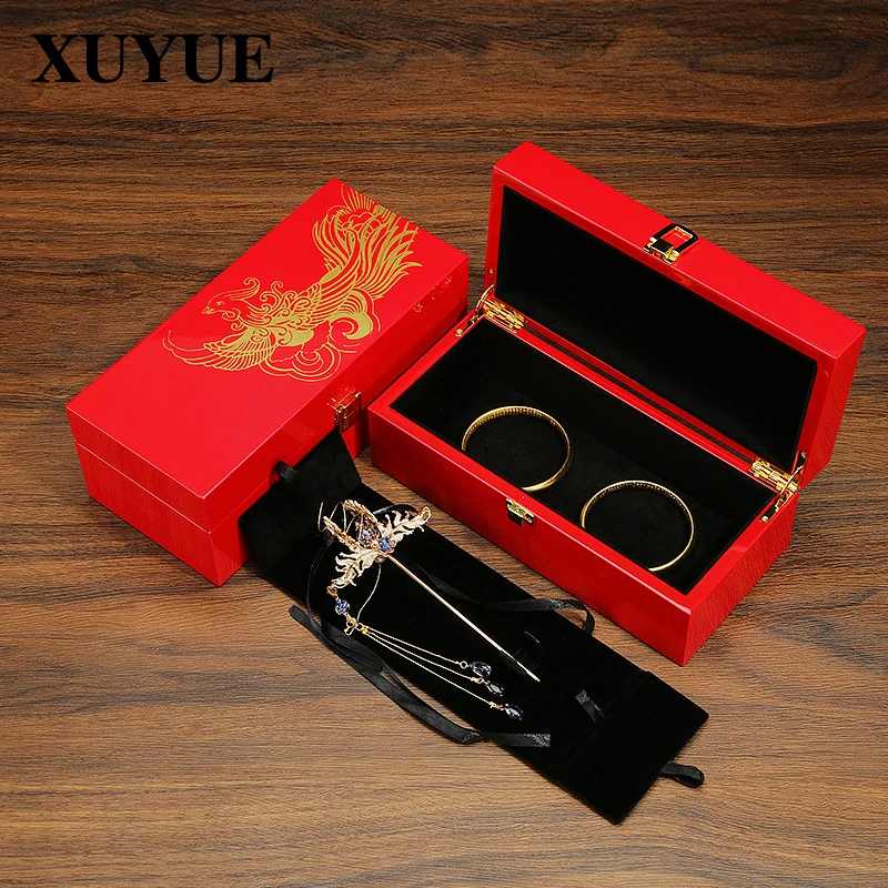 Wedding paint phoenix hairpin box jewelry gold hairpin bracelet box wedding gold hairpin silver hairpin gold bracelet storagebox