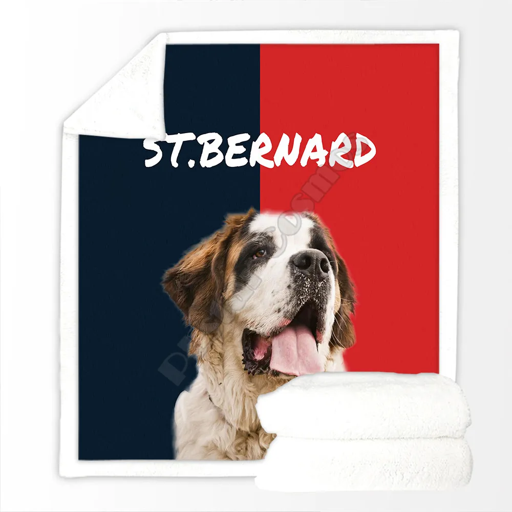 

Funny St.Bernard Cozy Premium Fleece Sherpa 3D printed Fleece Blanket on Bed Home Textiles Dreamlike