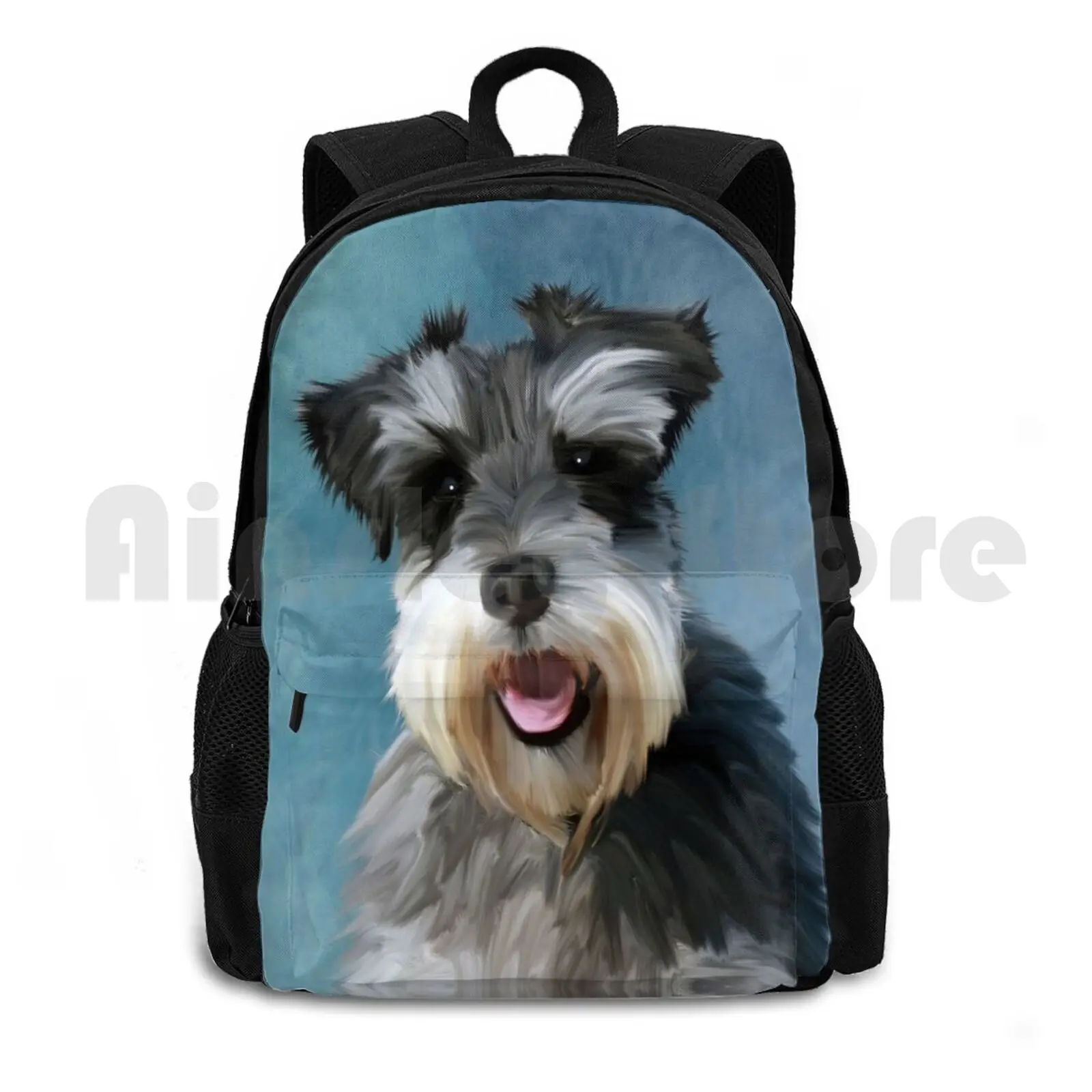 מיניאטורי שנעזר כלב צבע מים אמנות ציור תרמילים על גב טיפוס תיק ספורט כלב גזע בעלים מיניאטורי