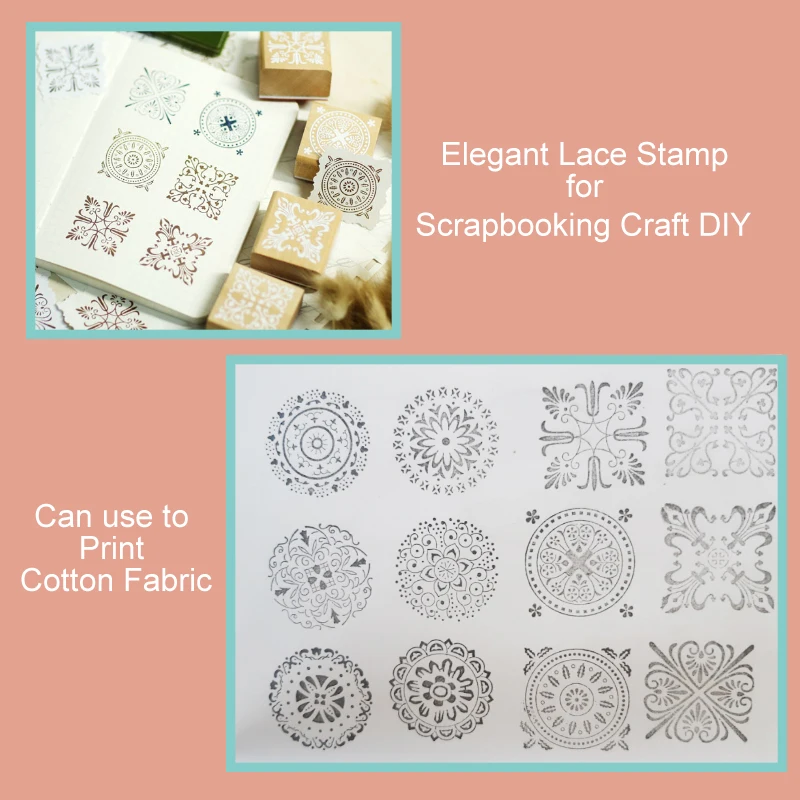 3cm Pottery Stamp Square Round Baroque Mandala Lace Flower Emboss Seal Polymer Clay Texture Sculpture Model DIY Ceramic Tools