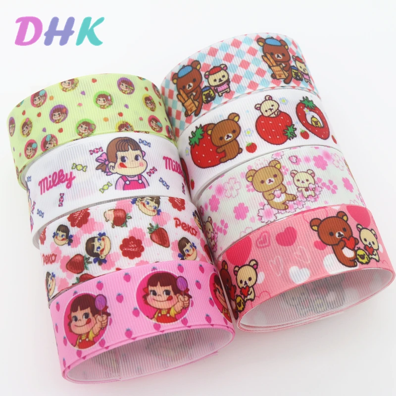 DHK 50yards Japan Cartoon Printed Grosgrain Ribbon Accessory Material  Headwear Decoration DIY Wholesale Craft S1272