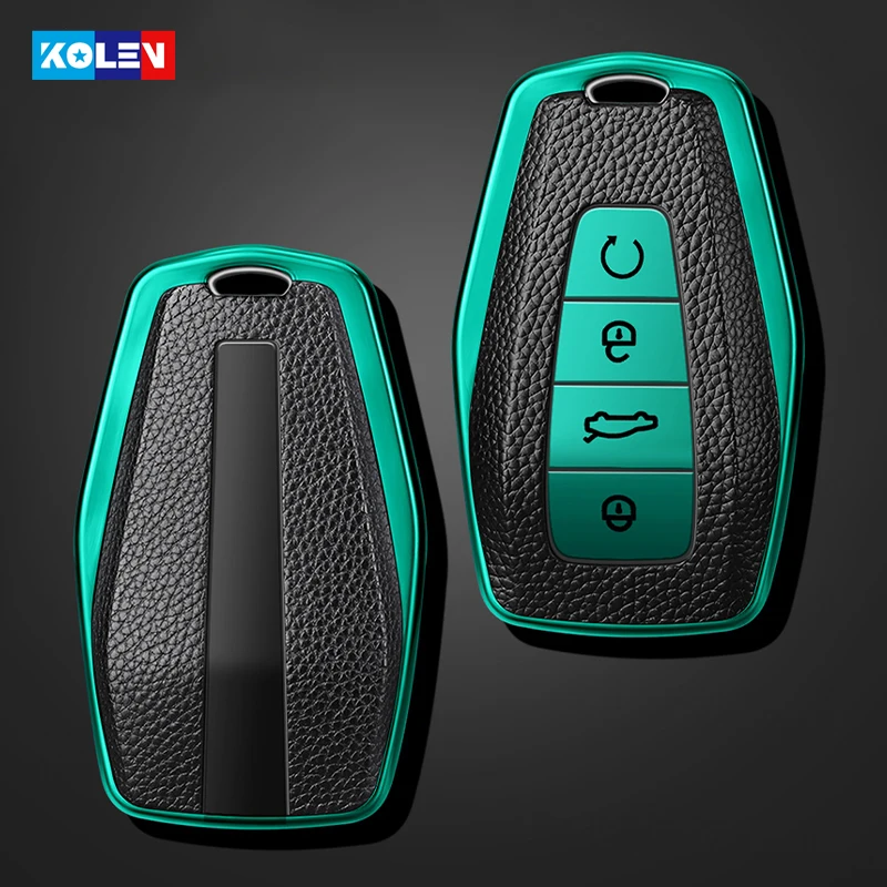 Leather+TPU All-Inclusive Car Remote Key Cover Case For Geely Coolray X6 Emgrand X7 Global Hawk GX7 Atlas Boyue NL3 Borui GT GC9