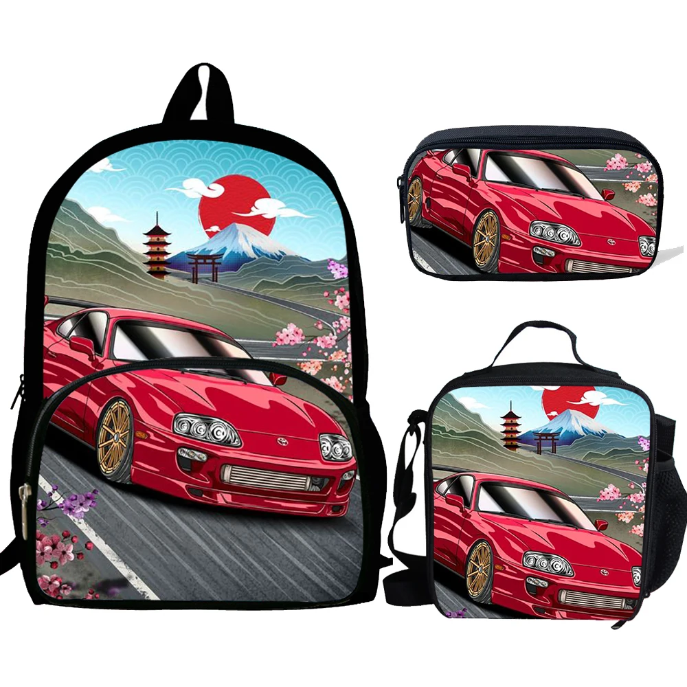 3pcs Mochila Street Car Racing GTR Print Backpack for Boys Girls School Bags Kids School Bag Pack