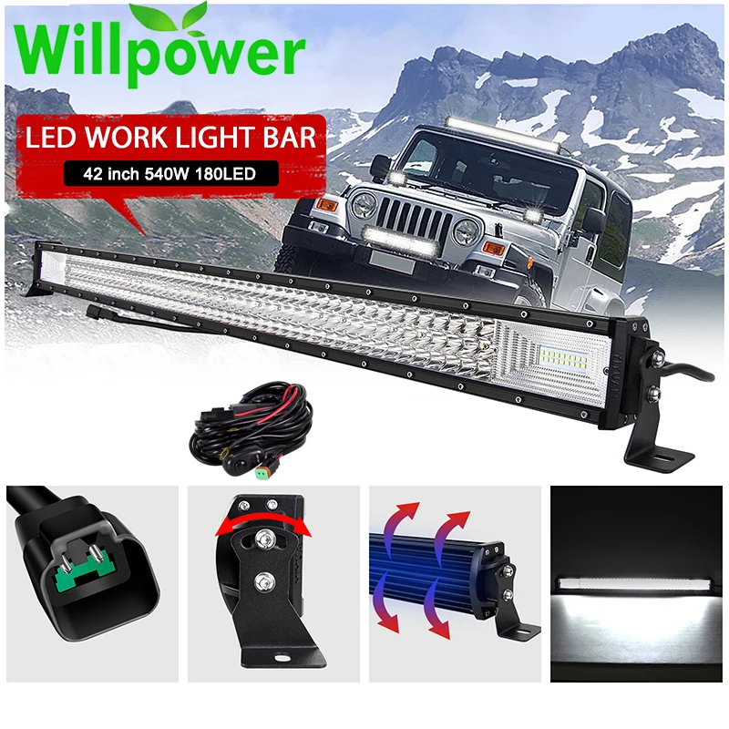 

Willpower 42" inch Offroad Led Bar 540W 7D Tri row LED Work Driving Light Bar DT connector Auto Truck 4x4 SUV ATV Boat 12V 24V