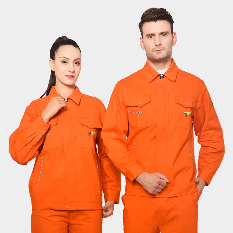 Welding Clothing 100% Cotton Durable Work Clothing Men Women Jacket+Pants Multi Pockets Machine Repair Workshop COverall Uniform