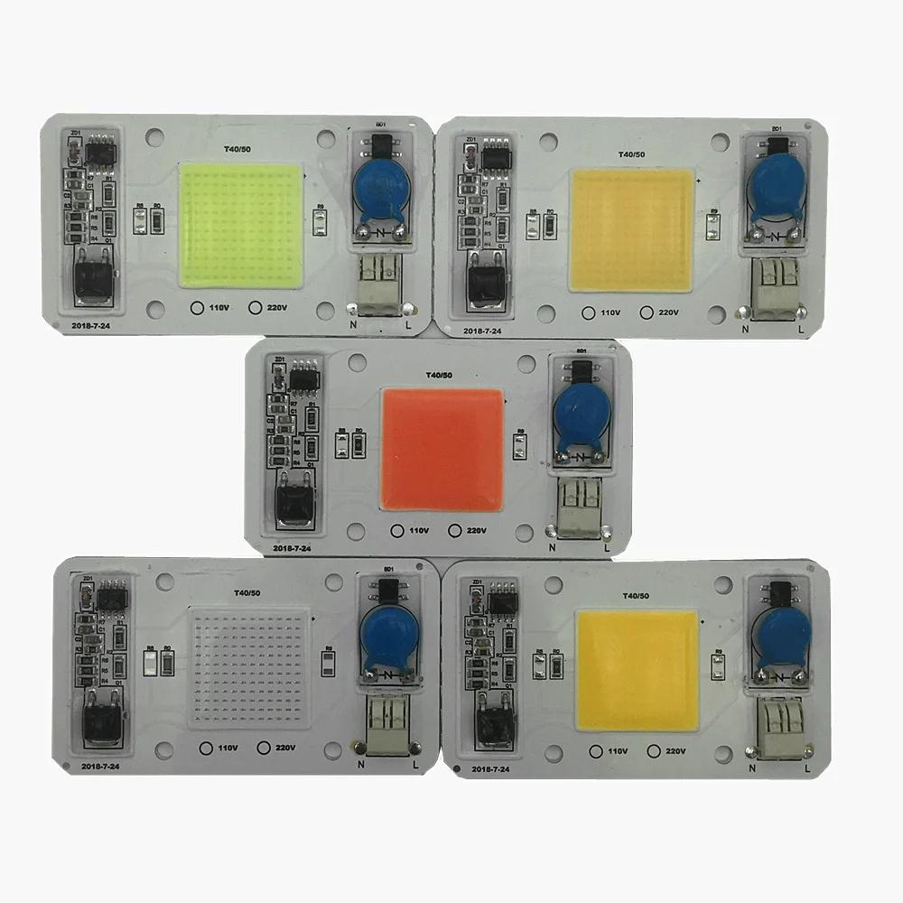 

10pcs 50W 110V 220V COB High Power led chip built-in driver Full Spectrum Red Green Blue Royal blue Warm white Cool white LED