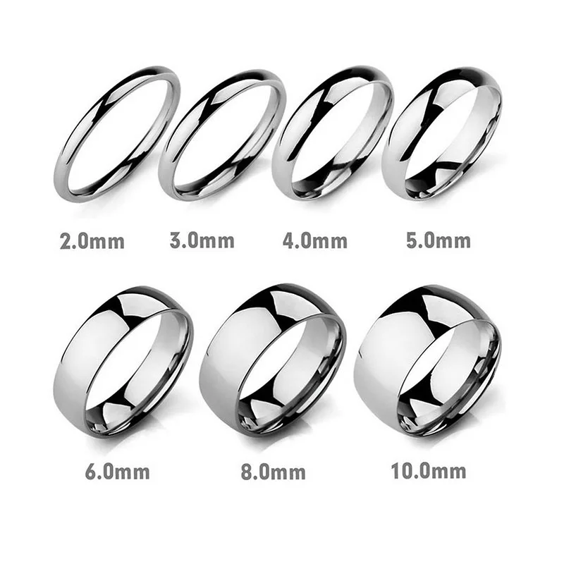 Inside and Outside Curved Smooth Ring Fashion Jewelry Stainless Steel Men's Ring, Couple Rings for Men Women 4mm6mm8mm12mm Wide