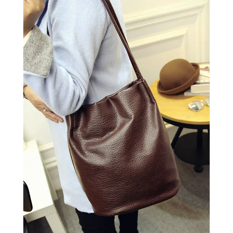 Simple Women's Handbag Soft Leather Shouder Bag Female Luxury Brand Bucket Bag High Quality Tote Bag Fashion Casual PU Handbags