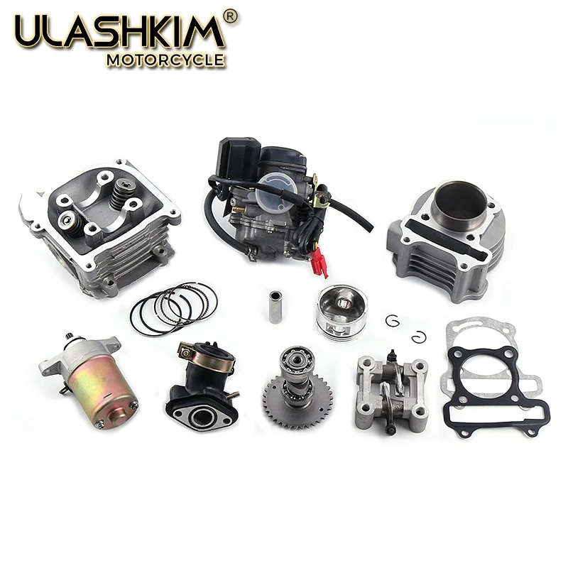 GY6 50 80 100 cc 137QMA QMB139 4T CYLINDER KIT Head A9 Camshaft Rollers carburetor Rings 64mm valve Arms Assemly ...