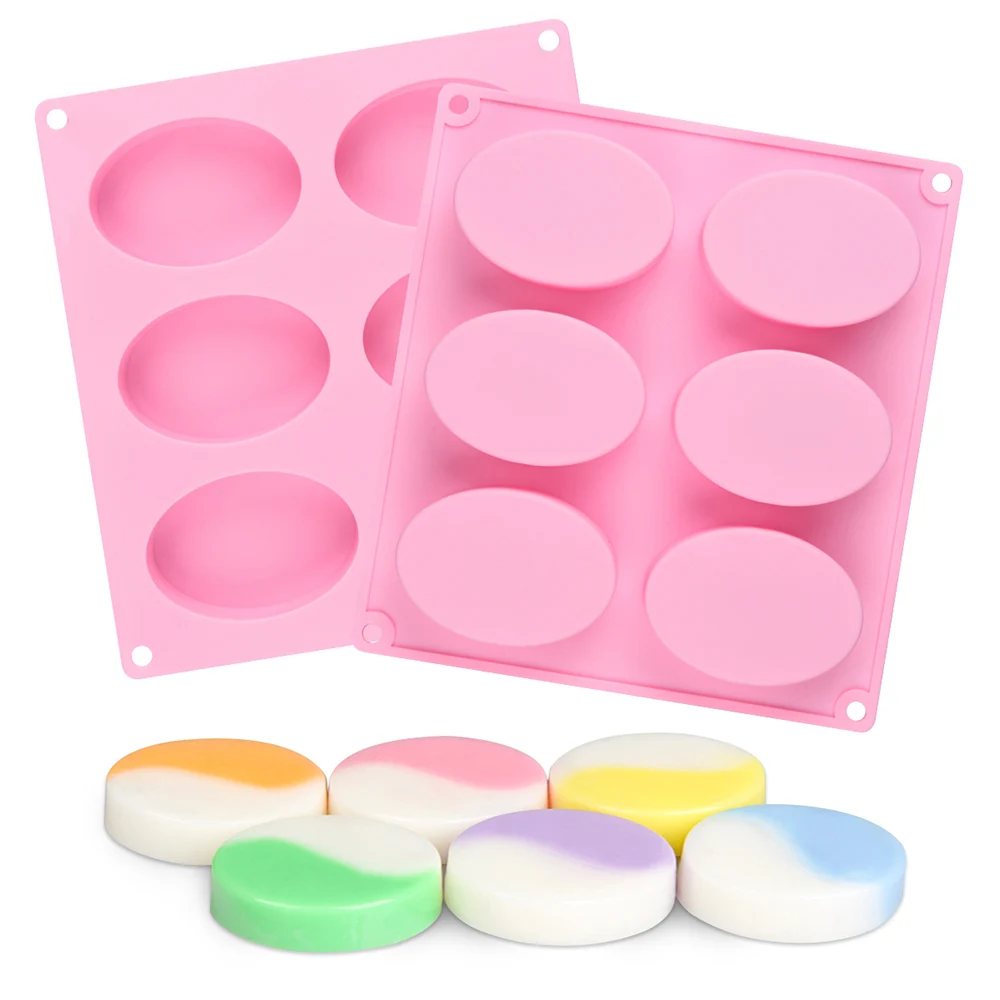 SILIKOLOVE 6Cavity Oval Silicone Mold for Soap Making Handmade Oval Soap Forms 3d Craft DIY Silicon Mold Resin