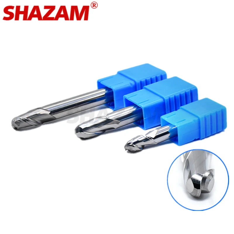 Milling Cutter Hrc50 Ball Nose Alloy 2 Blades Tungsten Steel Tools By Aluminum Cnc SHAZAM Wholesale Woodworking For Wood Cutters