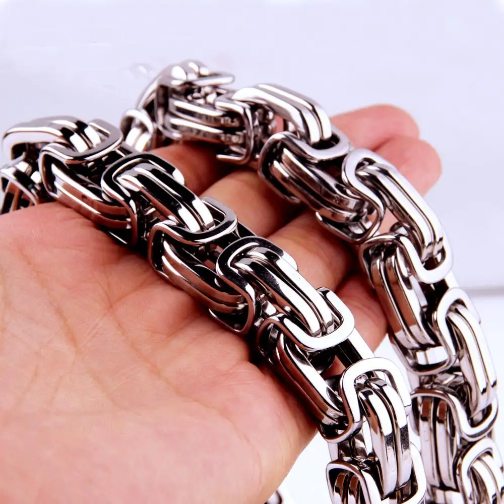 6/8/12/15mm High Quality Stainless Steel Silver Color Srong Handmade Byzantine Box Link Chain Men\'s Necklace Or Bracelet 1PCS