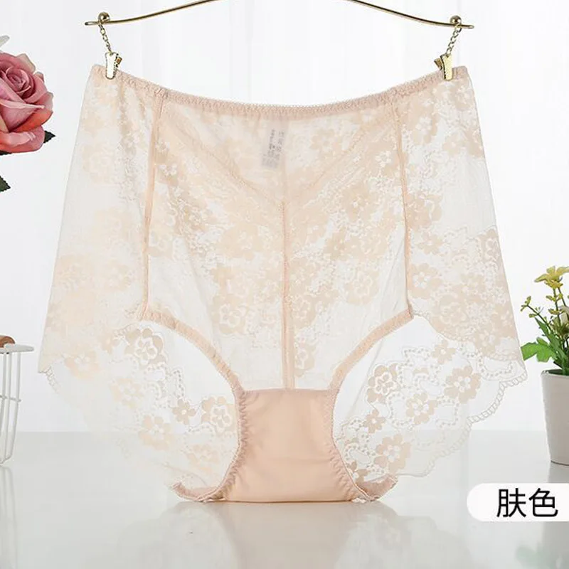 AS73 Soft Mesh Big Briefs Summer Sexy Lave  Ultra-thin Transparent Panties High Waist Seamless Women Underwear Plus Size 5XL