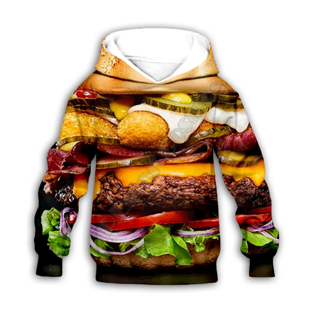 Delicious Food Hamburger 3d printed Hoodies family suit tshirt zipper Pullover Kids Suit Sweatshirt Tracksuit/Pant Shorts