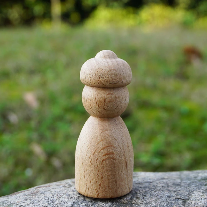 Muñecas de clavija de madera de haya para niños, juguetes para bebés, figuras de madera dura sin pintar, manualidades impresas, juguetes hechos a mano en blanco, regalo para niños, 1 unidad