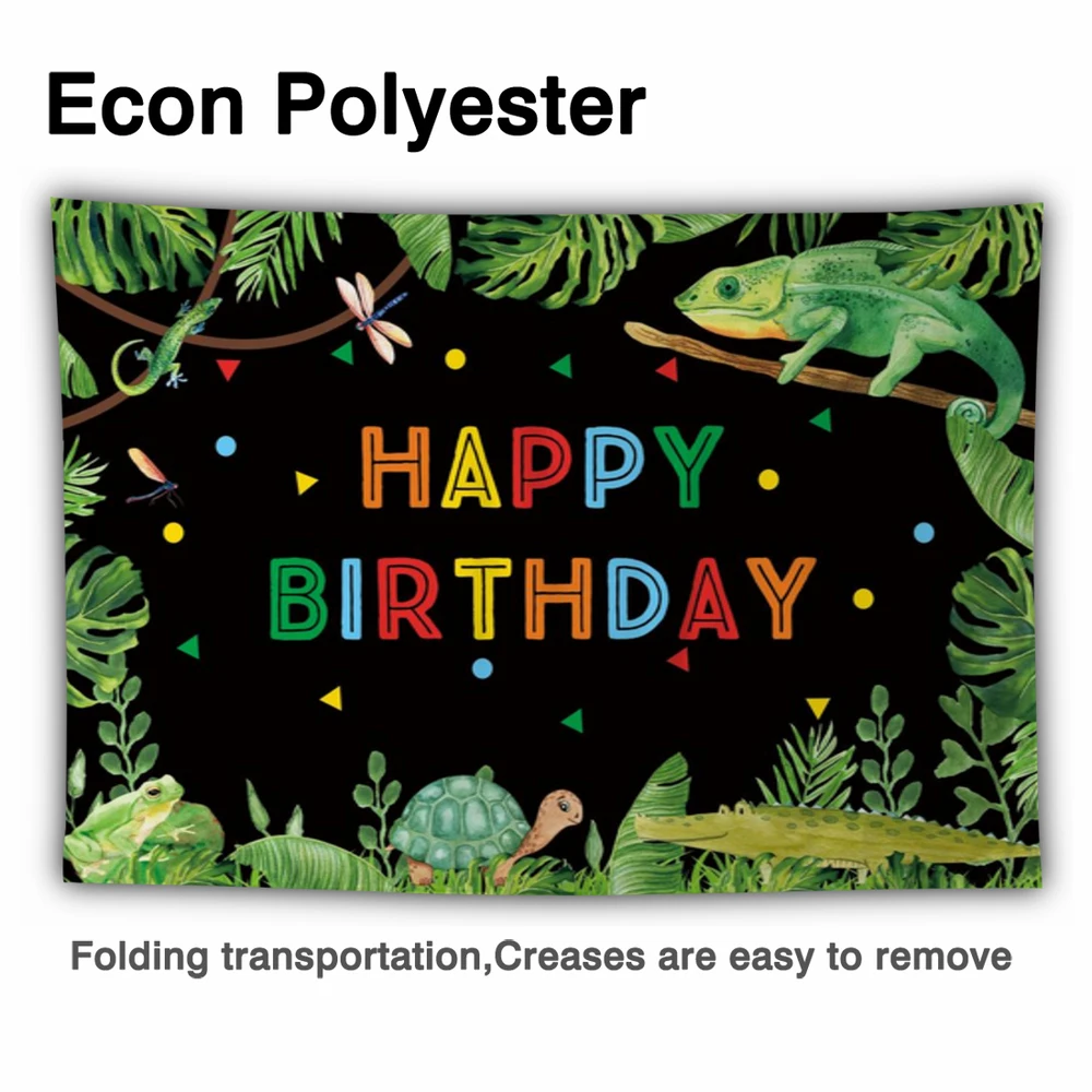 Funnytree-Fondo de fiesta de cumpleaños para niños, telón con puntos coloridos, temática de jungla, hojas, animales, ramas, Tropical, aventura