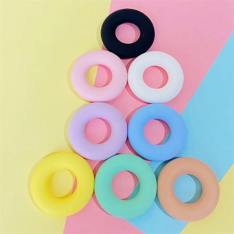 5pcs Donut Round Silicone Teether Beads Baby Teething Ring Food Grade Teething Necklace Toy Baby Products
