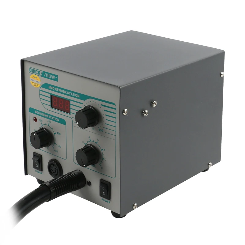 Original QUICK 706W+ 2 In 1 SMD Rework Station Soldering Station 570W Digital Display Hot Air Gun Lead-free Solder Iron