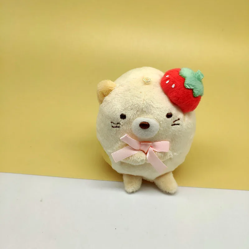 Strawberry Sumikko Gurashi Plush Keychain Key Chain Shirokuma Neko Cat Kawaii Cute Keychains Kids Toys for Girls Small Gift